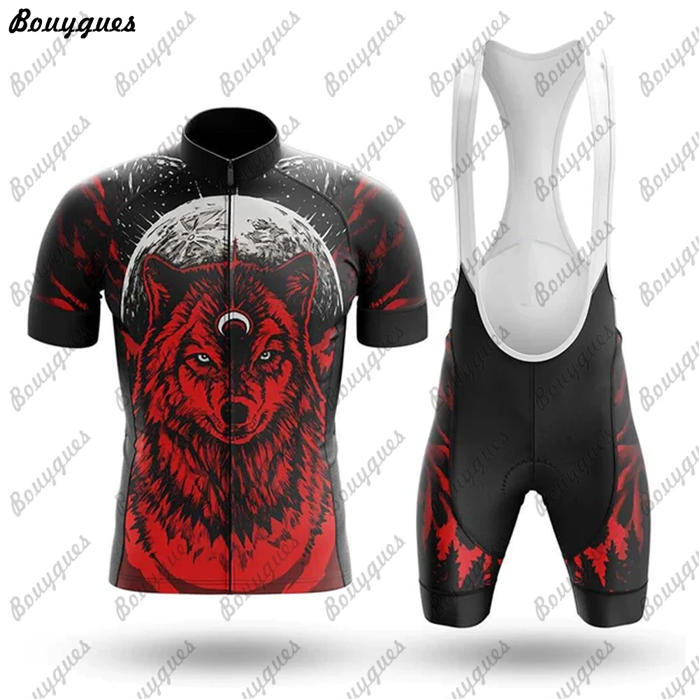 New Wolf Men Cycling Jersey Set Summer Cycling Clothing MTB Bike Clothes Uniform Maillot Ropa Ciclismo Bicycle Suit