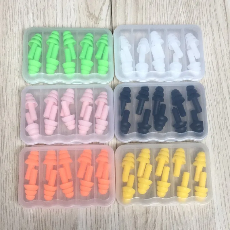 5 Pairs Soft Anti-Noise Ear Plug Waterproof Swimming Silicone Swim Earplugs for Adult Children Swimmers Diving