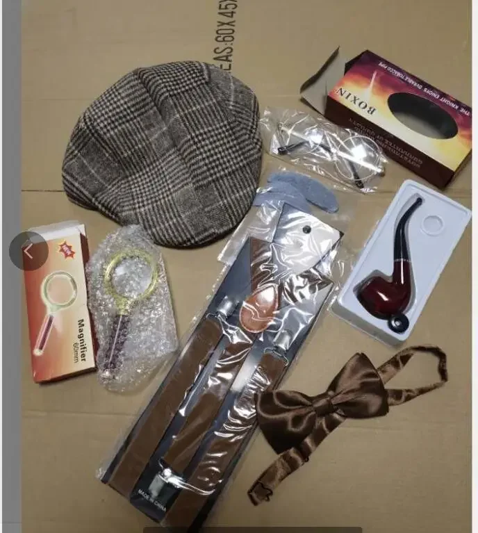 Old Man Costume Grandpa Costume Accessories Set for 100th Day of School Kids Adults 1920s Mens with Newsboy Hat Ecoarty