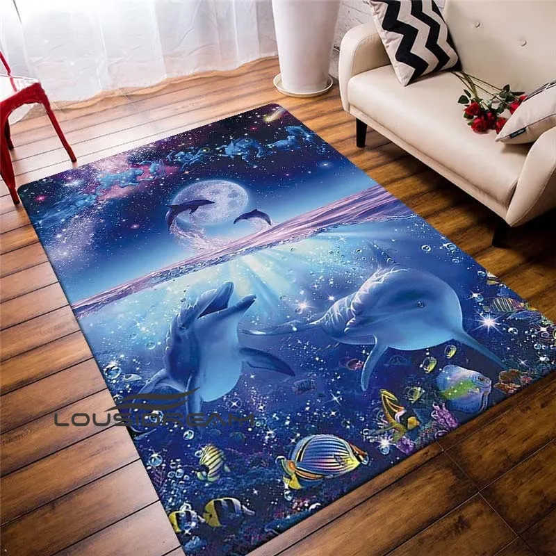 

Underwater World Fish Whale Dolphin Print Living Room Carpet Bedroom Kitchen Bathroom Decorative Carpet Play Tatami Large Carpet