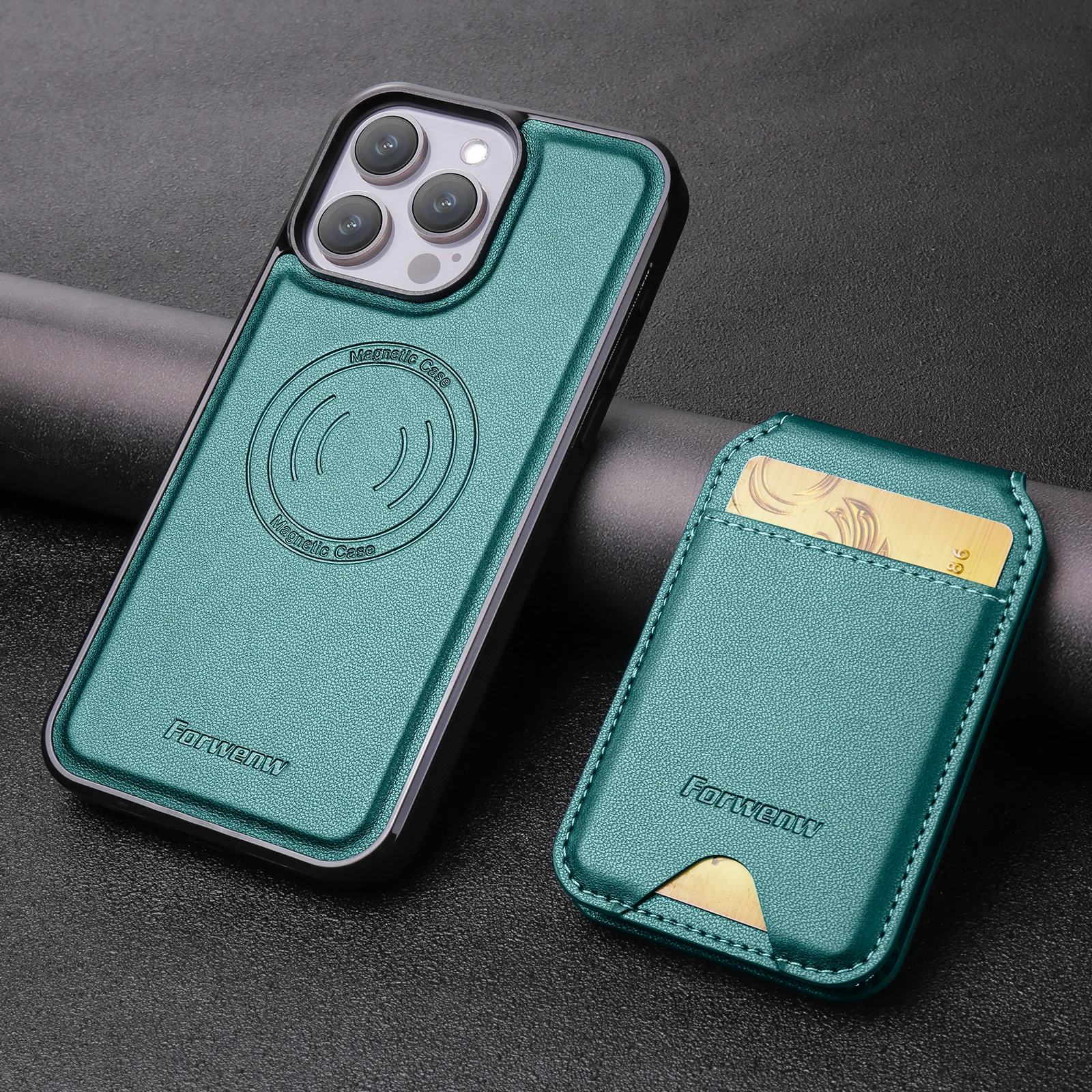 Leather Wallet Phone Case with Magnetic MagSafe Wireless Charging Compatibility
