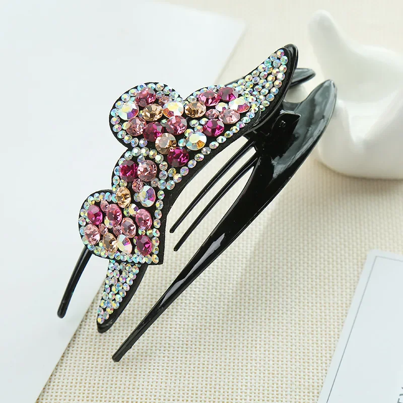

Korean Style Girl Colorful Rhinestone Inlaid Exquisite Heart Hair Clip Simple New Headdress for Women Fashion Hair Accessories