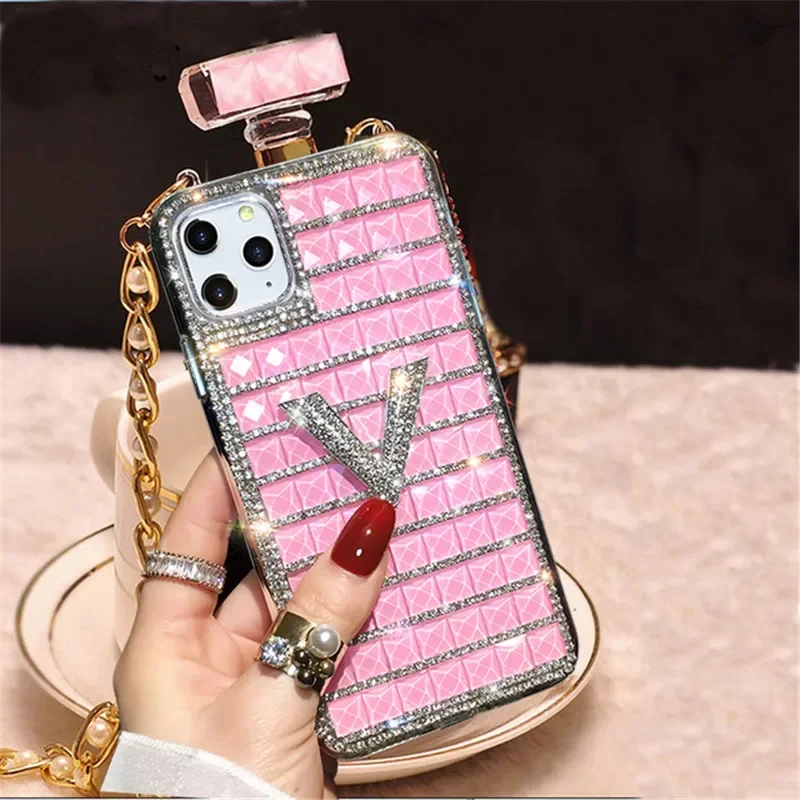 Exquisite Rhinestone Bling Luxury Perfume Bottle Phone Case