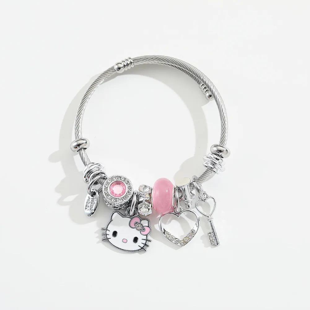 Kawaii Sanrio Hello Kitty Bracelet Small Fresh Crystal Student