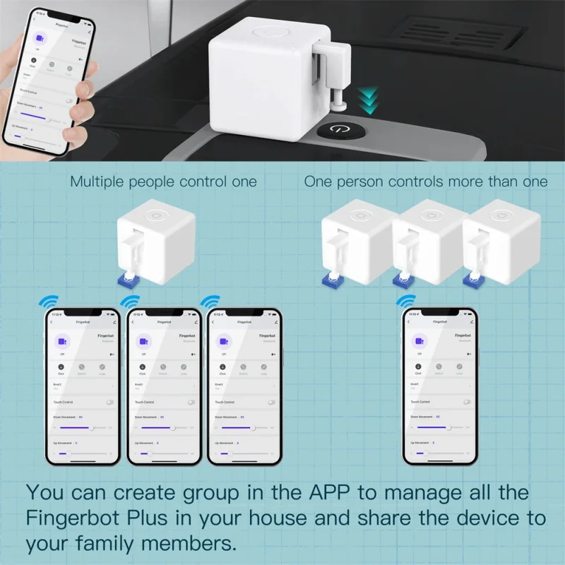 Fingerbot Plus Interruttore Intelligente Pulsante Automatico - Robot Per Pulsanti Con Controllo Touch, App E Vocale - Compatibile Con Smart Life E Tuya (BLE Hub Necessario) - Nero - 2