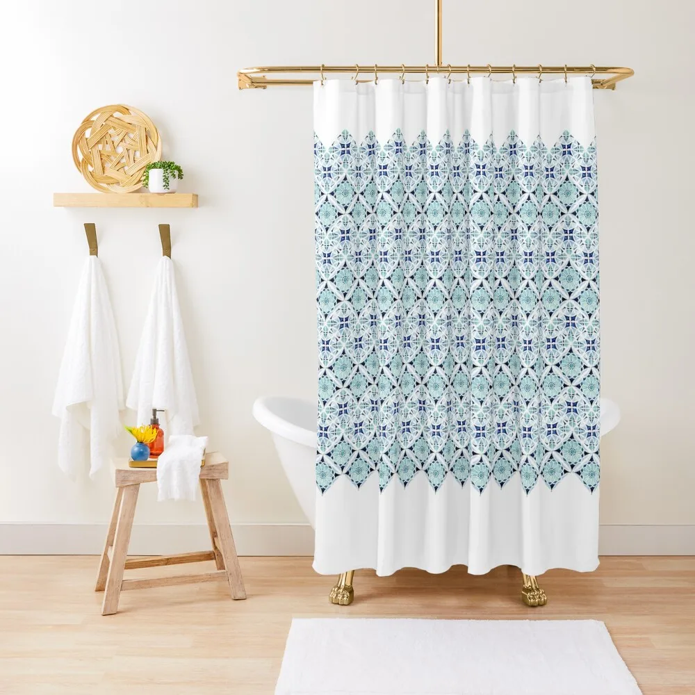 

Moroccan blue tile pattern Shower Curtain Set For Bathroom Bathroom For Shower Funny Shower Waterproof Fabric Curtain