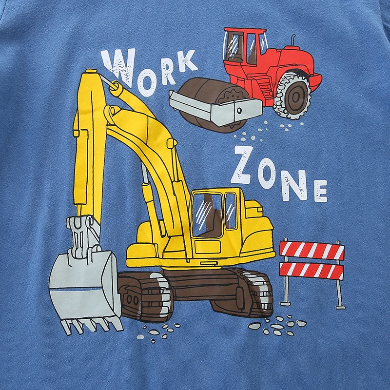 Children's Clothing 2025 Fashion New Summer Tops T-shirts Cartoon Excavator Infant Baby Boys Kids Clothes