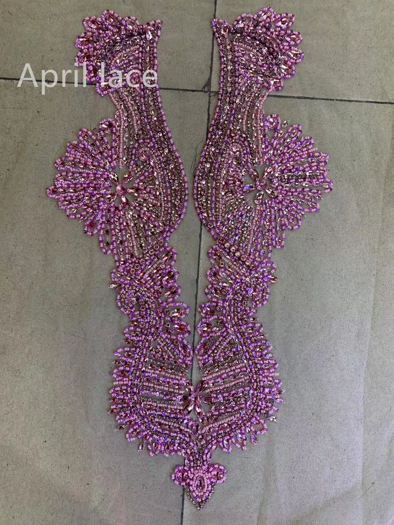 

35*55 см розовые бусины ручной работы французская вышивка женская одежда аксессуар Аппликация пила свадебное платье высокой моды/показ моды