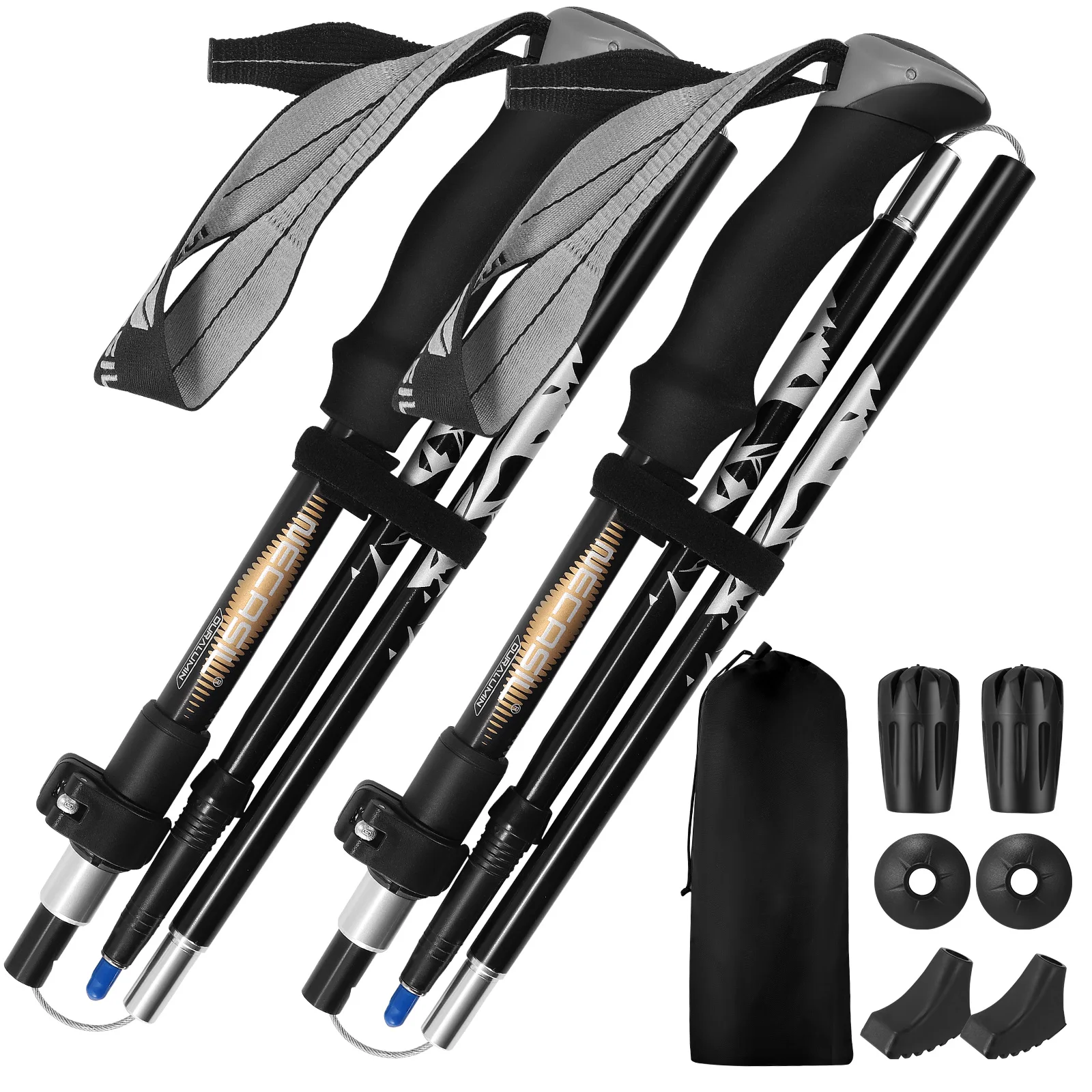 110-125 Cm Trekking Poles EVA Handles Foldable Adjustable Aluminum Alloy High Density Nordic Walking Poles 1 Pair