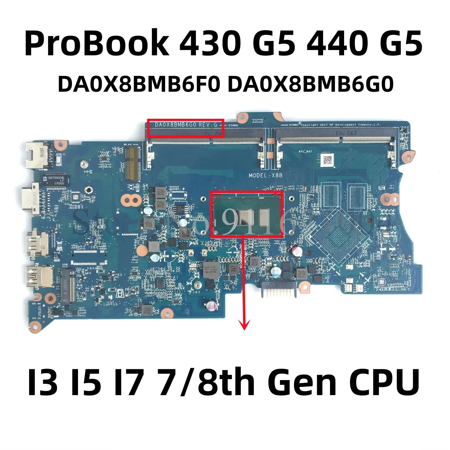 

Материнская плата X8B DA0X8BMB6F0 DA0X8BMB6G0 для ноутбука HP ProBook 430 G5 440 G5 с процессором Intel I3 I5 I7