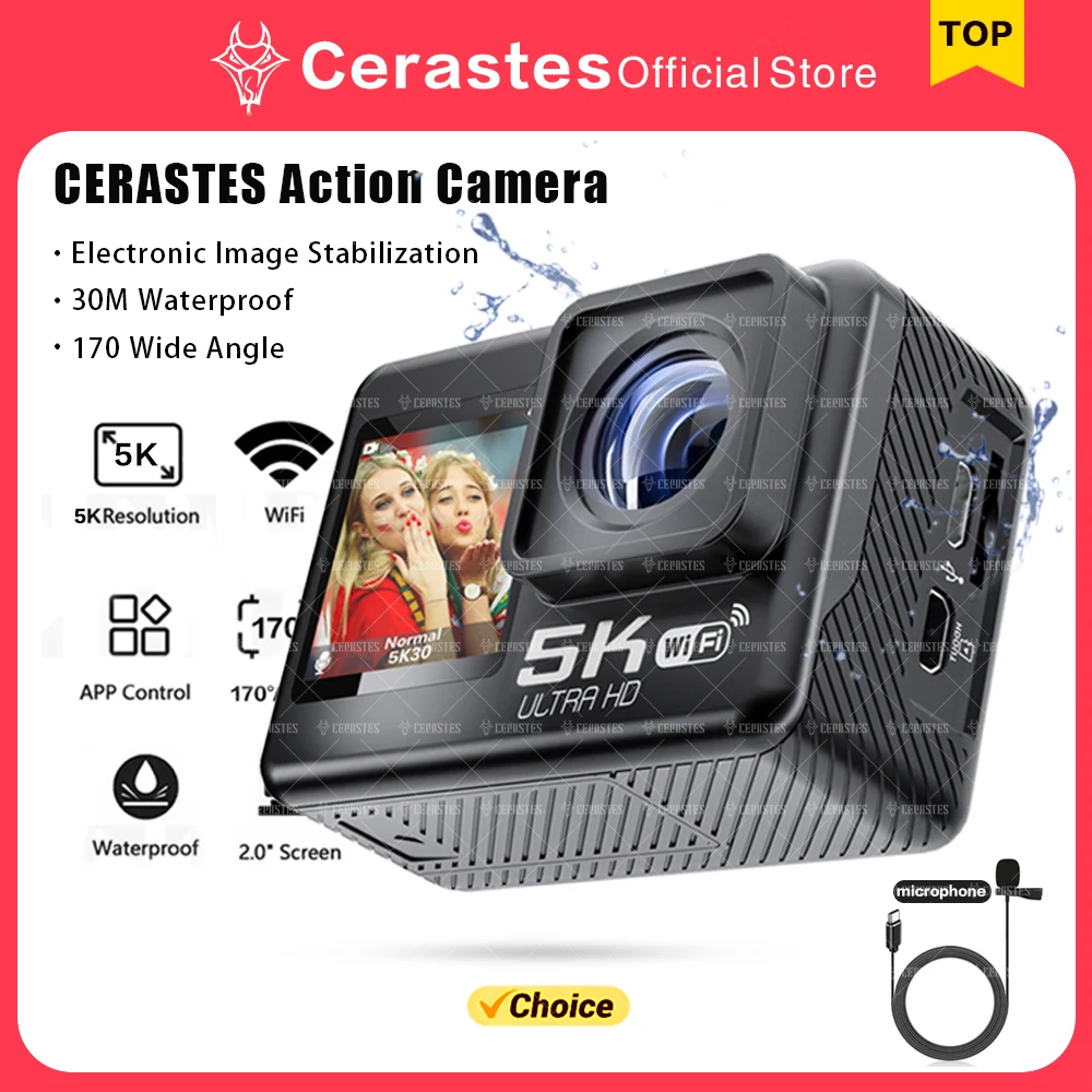 Cerastes アクションカメラ 128GB付き