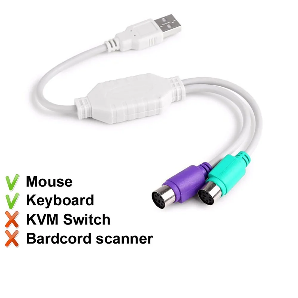 USB-듀얼 PS2 케이블 어댑터 USB(남성) - PS2(여성) 변환 케이블, 키보드 마우스 컴퓨터용 데이터 전송 변환 케이블