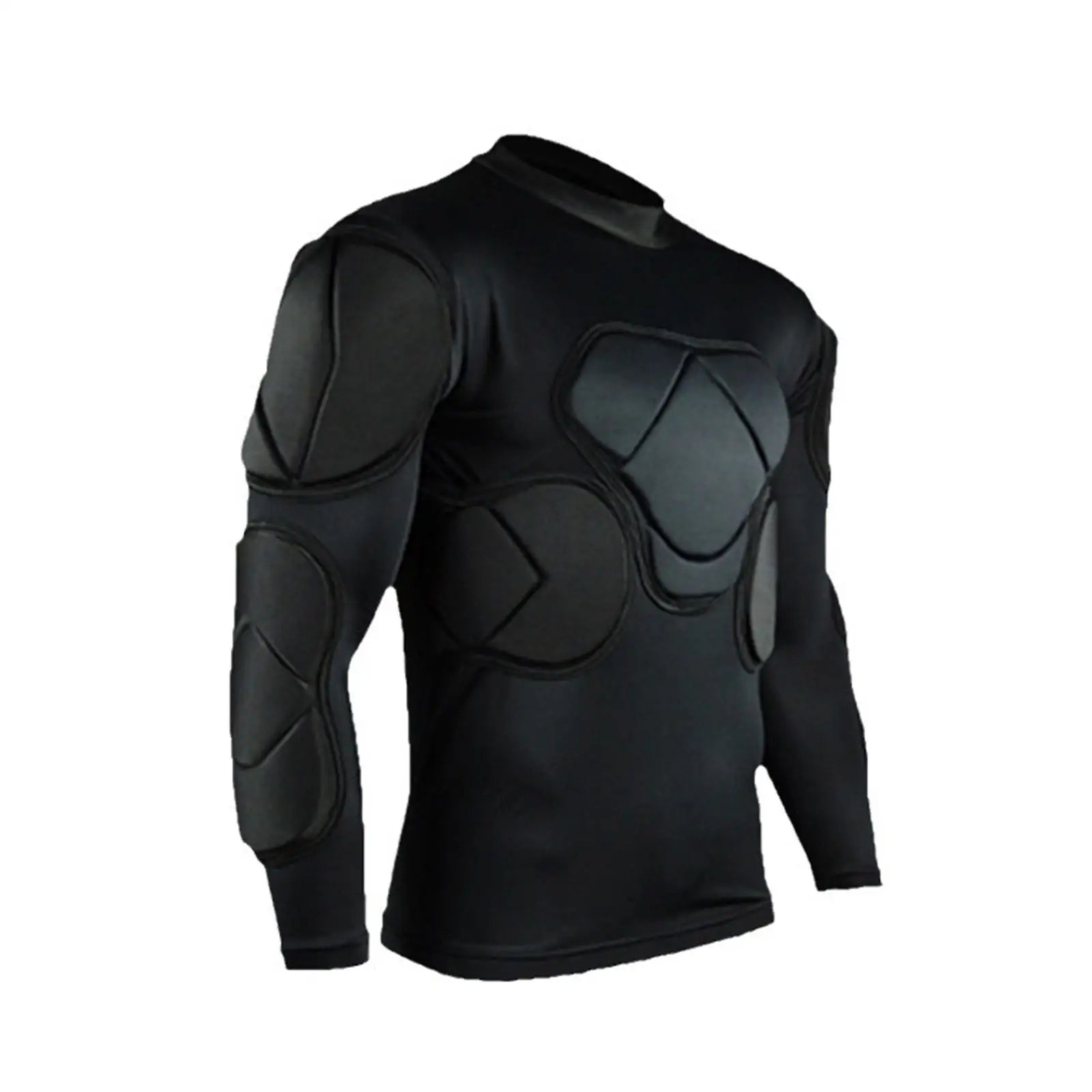 Goal Keeper Top, Goalie Training Suit, Black Chest Arm Foam Padded, Football Protective Gear,Men Soccer Jersey for Basketball