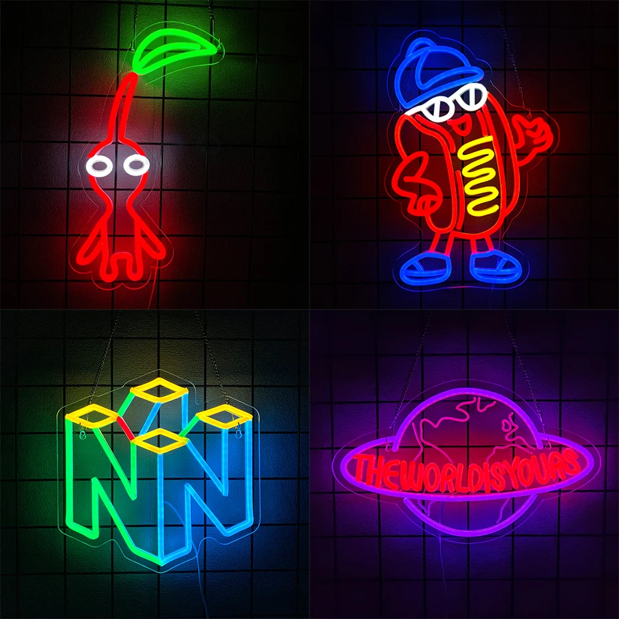 게임 LED 네온사인, 3D 조각 아이콘 벽 장식, USB 전원, 방, 클럽, 게임..