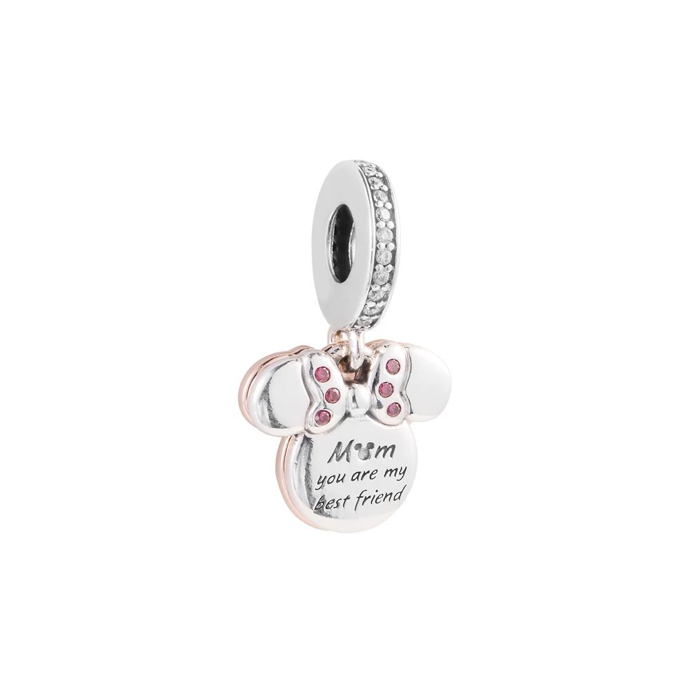 

Fits Pandora Bracelet 925 Sterling Silver Mouse Mum Silhouette Double Dangle Charms Beads for Women Jewelry DIY Gift 2023 New In