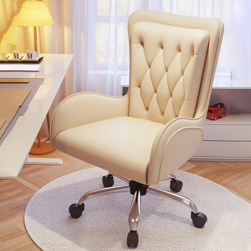 

Luxury Leather Swivel Computer Chair Living Room Backrest Office Chair Comfortable Lounge Chair Ergonomic Office Armchair