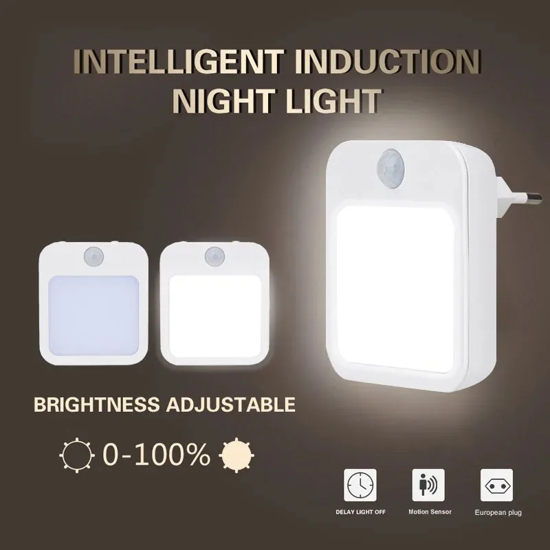 Wireless LED Motion Sensor Night Light - Dimmable Bedside Lamp