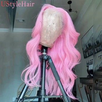 UStyleHair Pink Wig for Women Girls Long Body Wave Lace Front Wig Daily Use Cosplay Hair Heat Resistant Frontal Lace Wig Cosplay