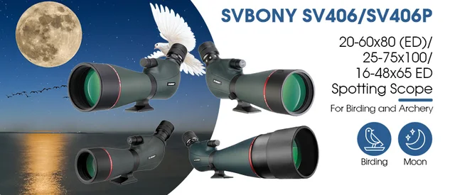 Cannocchiale Svbony SV406P ED 20-60x80mm Per Birdwatching E Astronomia - Zoom 1.25" Con Doppia Messa A Fuoco - Foto 11