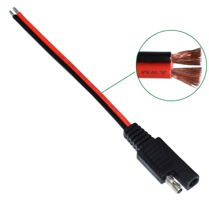 3PCS SAE Output Cable 18AWG 15CM 2 Pcs SAE Power Connector Extension Cables 2 Pin Quick Connector Disconnect Single Plug