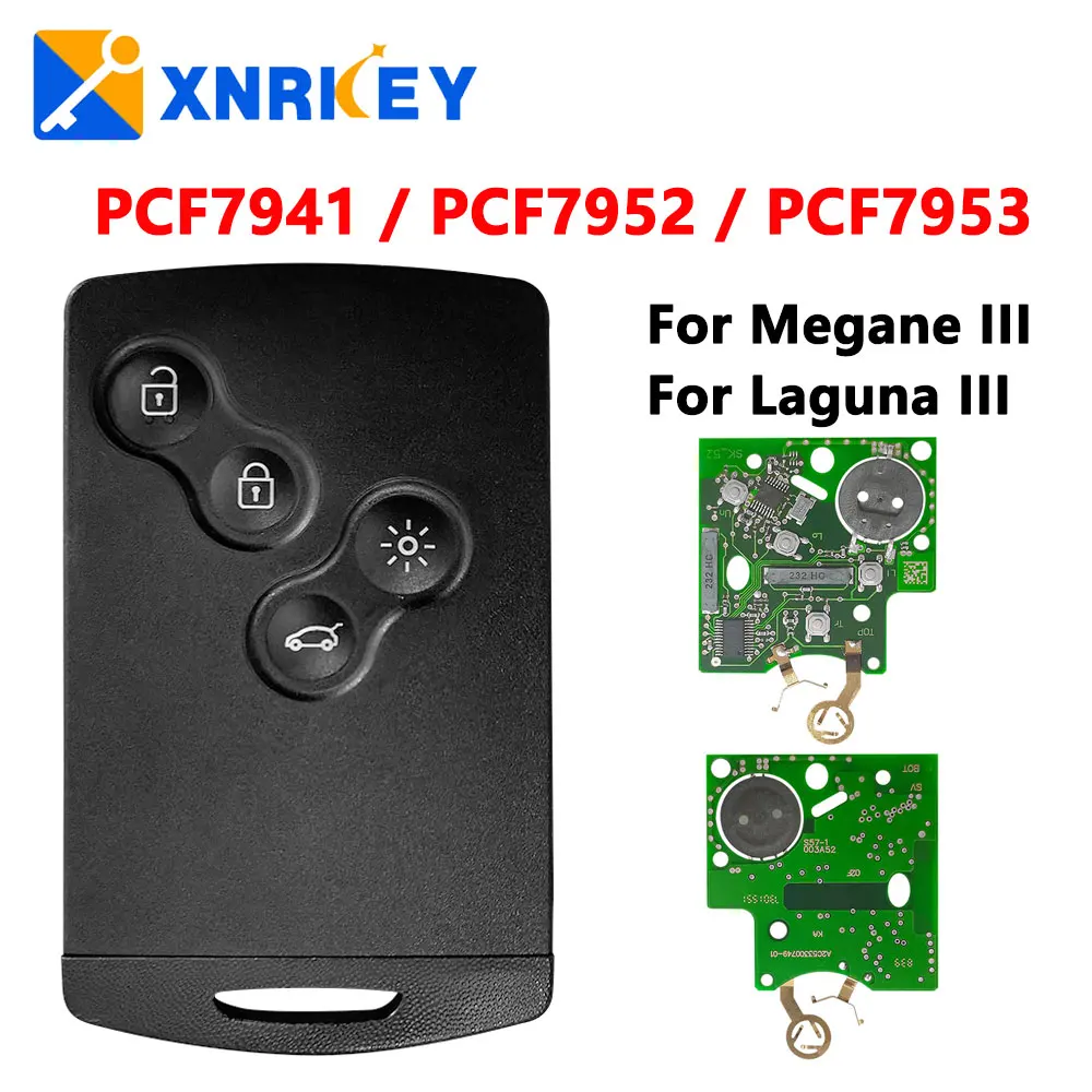XNRKEY 4B Keyless Go Smart Remote Key PCF7941/PCF7952/PCF7953 Chip 433Mhz for Renault Megane 3 Laguna 3 Clio Scenic 2009-2015