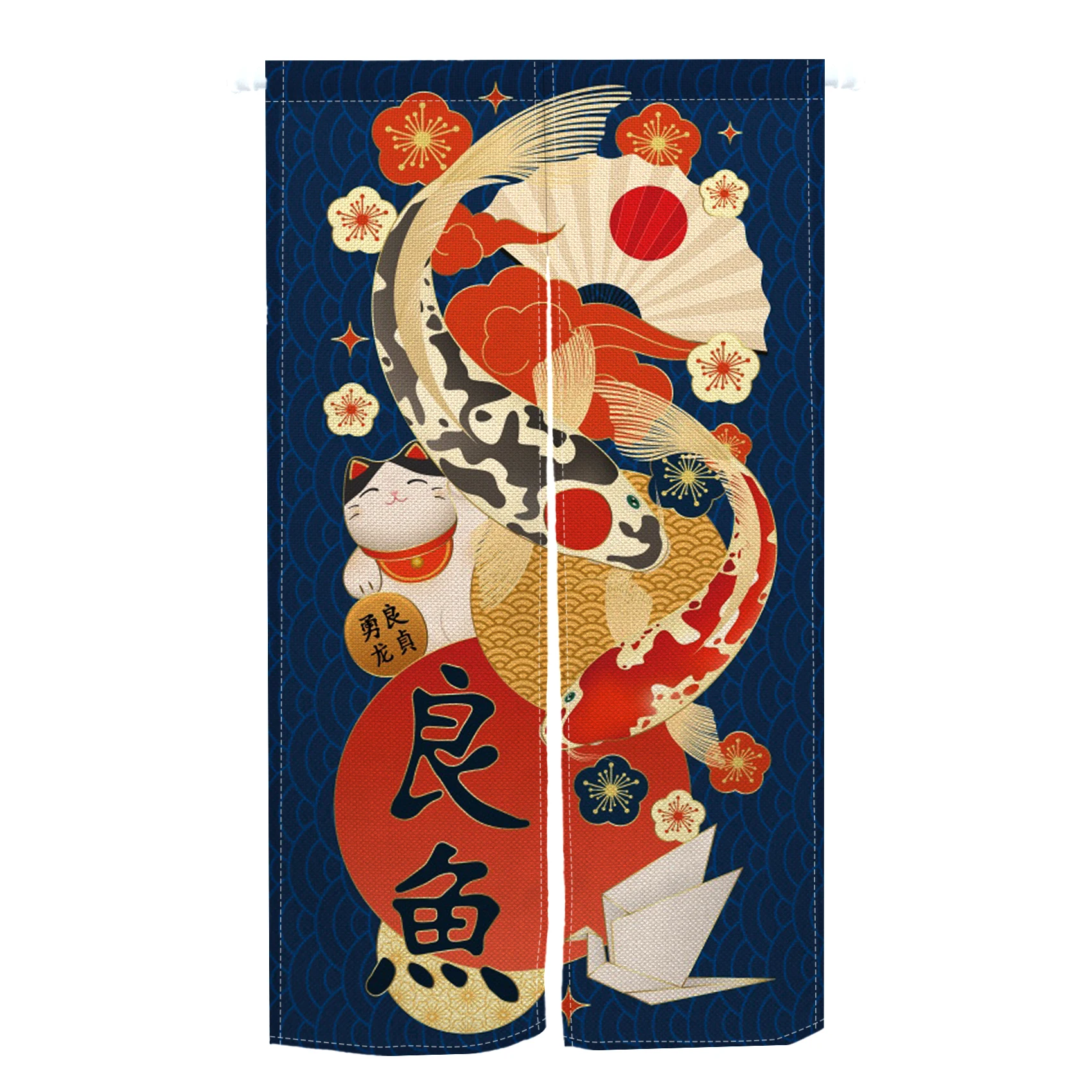 Japanese Creative Koi Split Door Curtain Half Curtain Kitchen Entrance Hanging Curtain Noren Fengshui Curtain Door Decoration 6