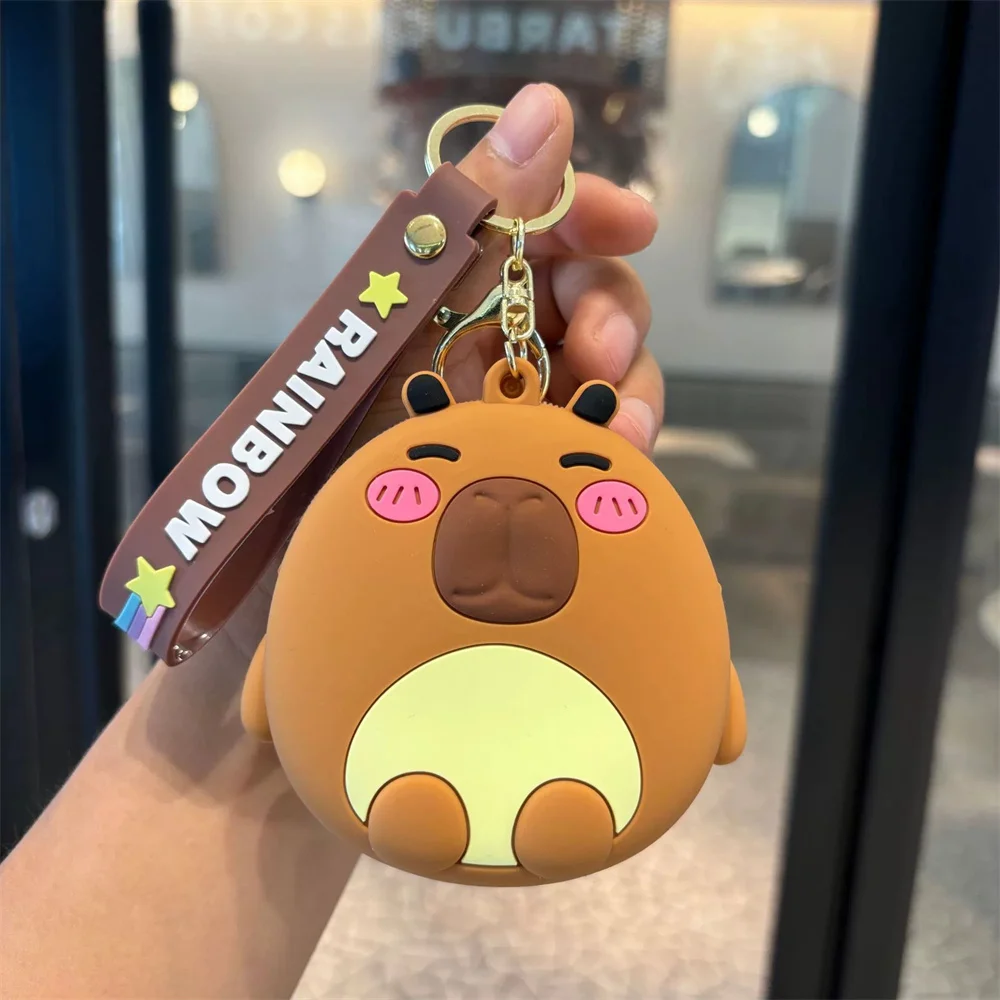 Mini Silicone Capybara Coin Purse Keychain Cartoon Cute Wallet Student Card Bag Car Bag Pendant Keyring For Children'S Gifts
