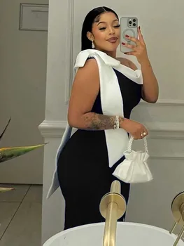 Womens Summer Beautiful Sexy Dresses Mid-length Elegant Lady Dress Highi Waist Knitted One-piece Dress Wholesale Dropshipping 1