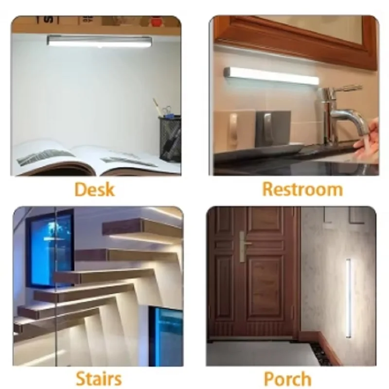 LED Motion Sensor Light Wireless LED Night Light Type C Rechargeable Cabinet Wardrobe Lamp Staircase Backlight For Kitchen