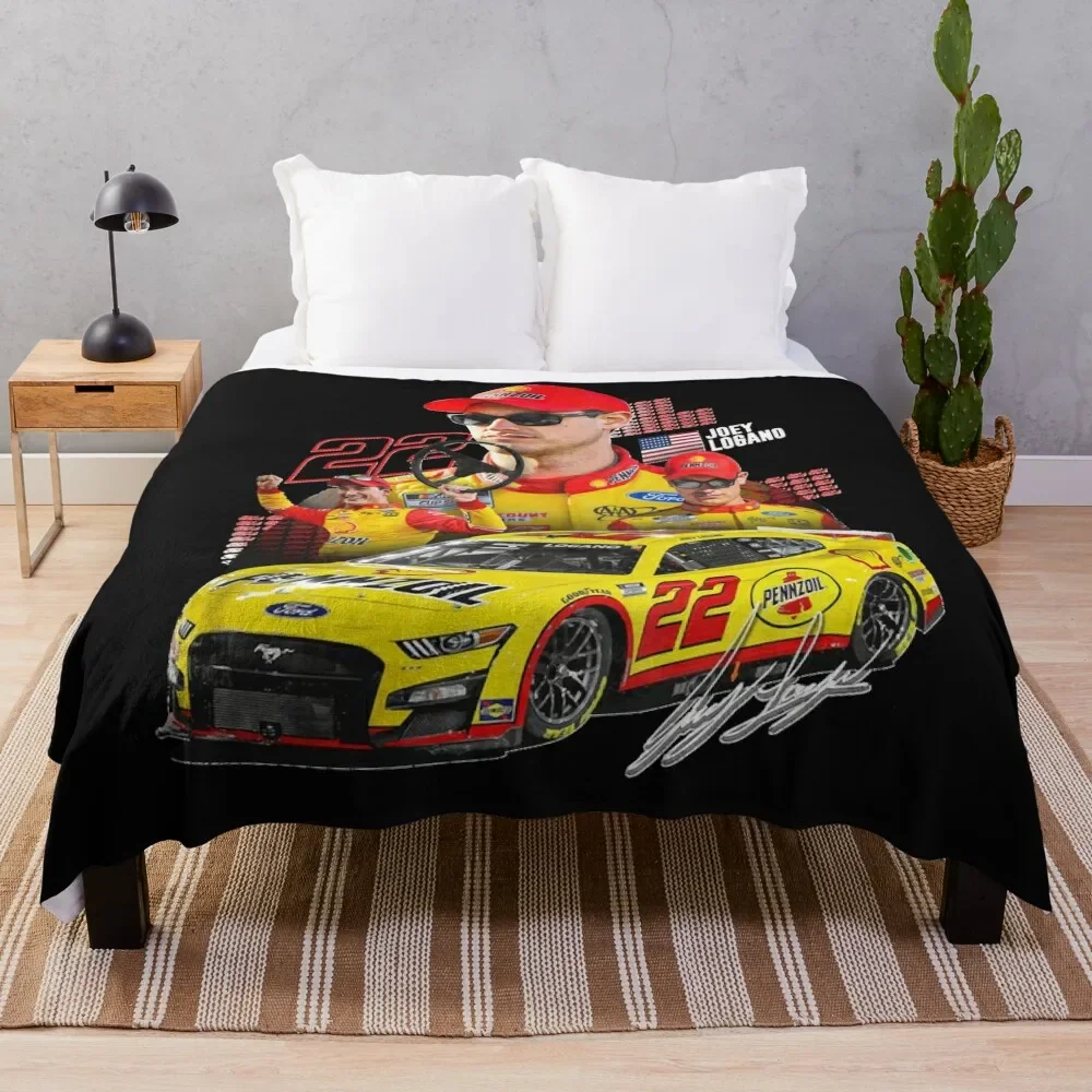 

NEW Joey Logano NEXT GEN MUSTANG 2022 Throw Blanket Heavy Thin Luxury Designer Hairy Sofa Blankets