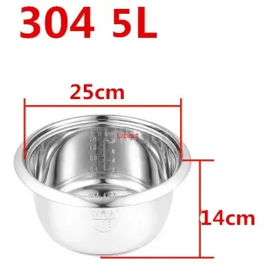 Durable Non-Stick 304 Stainless Steel Rice Cooker Inner Pot Replacement