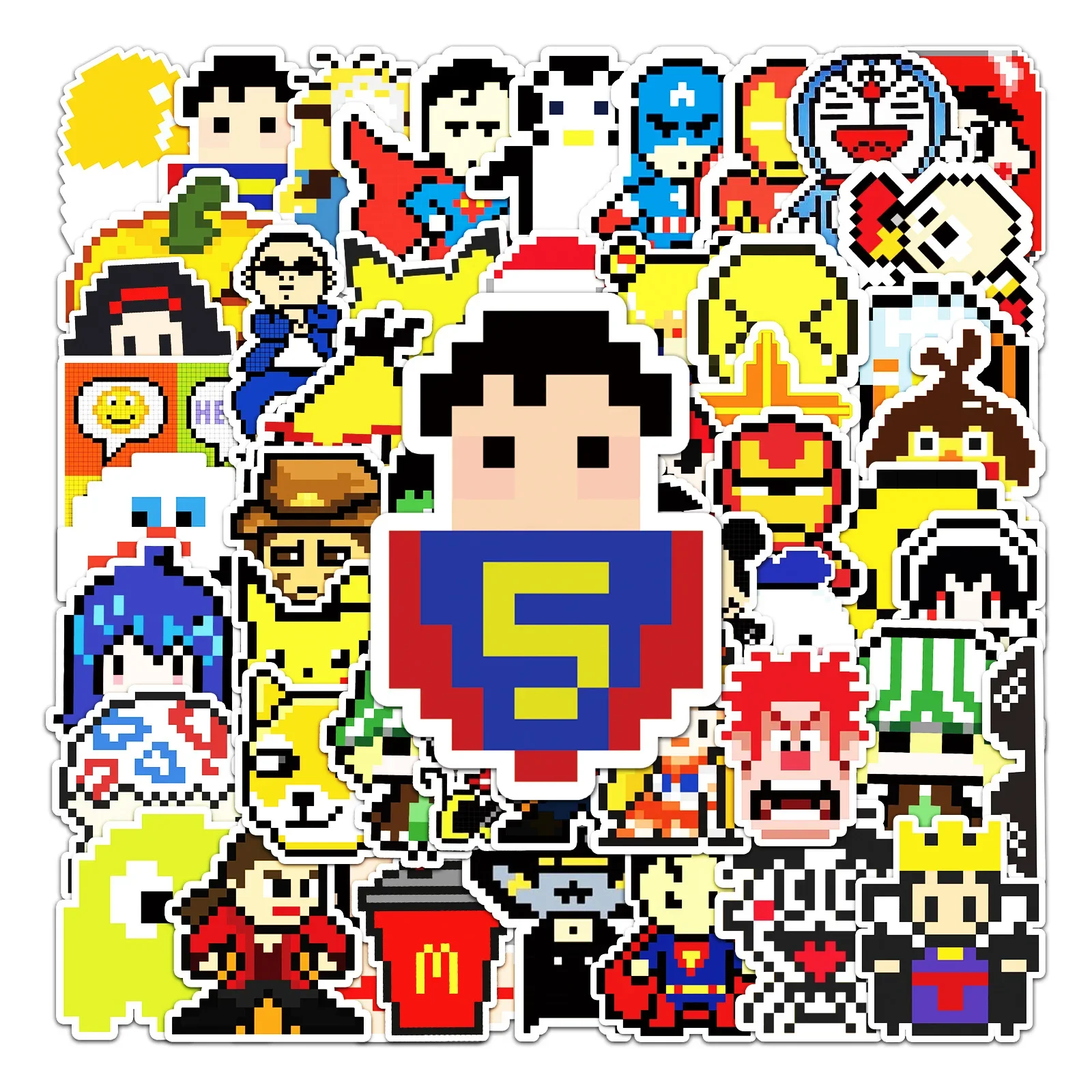 픽셀 믹스 스파이더맨 마블 스티커, 노트북 스케이트보드 휴대폰 수하물 오토바이, 귀여운 DIY 데칼 스티커 장난감, 54  개-Freehip.co.kr