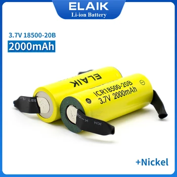 Batteria ricaricabile 3.7V 18500 ICR18500-20B 2000mAh Batteria agli ioni di litio Recarregavel + Nichel fai-da-te