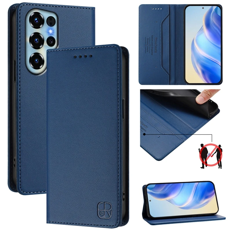 Luxury Leather Flip Stand Phone Case with Magnetic Closure