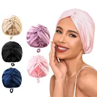 Hot Silk Turban Bonnets For Women Satin Bonnet Hat Double Layer Hair Wrap Adjustable Knotted Hat Care Turban Satin Sleep Hat
