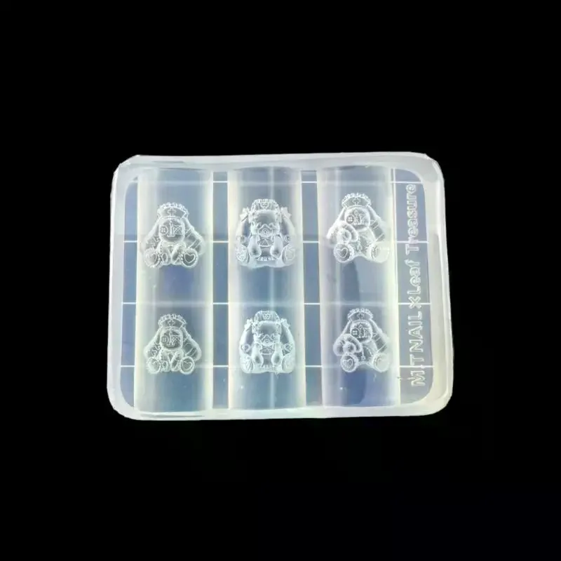 Cartoon Cute Lace Bow Rabbit Silicone Nail Molds Transparent Carving Nail Template Manicure Design Tool DIY Nail Art Decoration