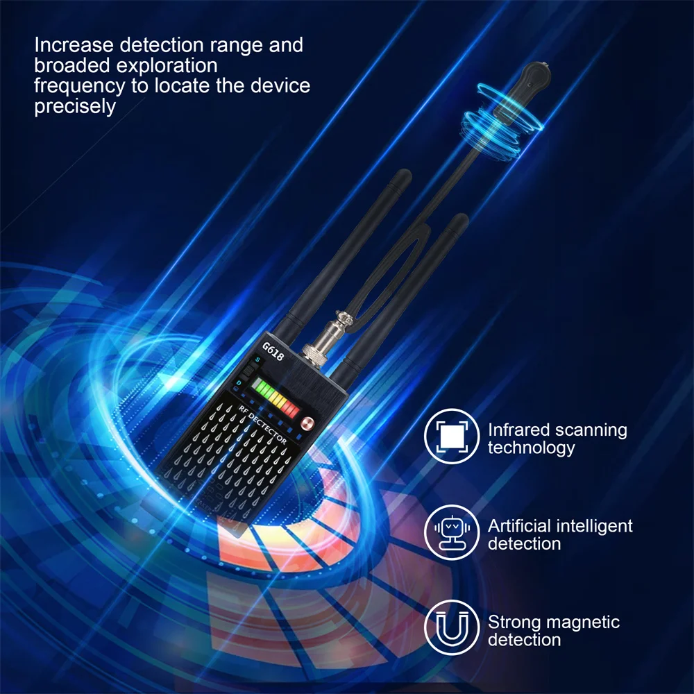 Anti-Spy Wireless RF Signal Automatic Detector GPS Tracker Frequency Scan Camera Detect WiFi GSM Audio Bug Finder Device Scanner hidden camera detector infrared camera detector camera detector signal detector