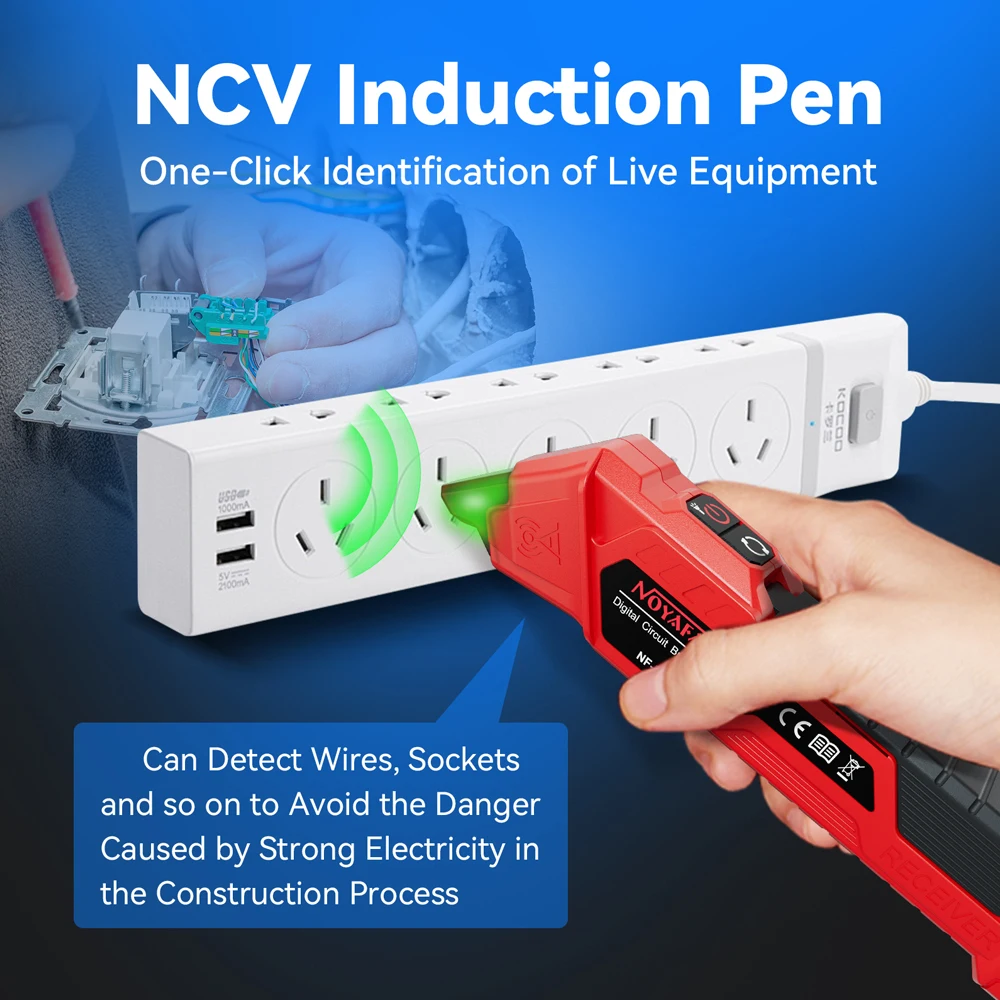 NOYAFA Automatic Circuit Breaker Finder NF-827S Fuse Socket Tester US 120V Circuit Switch Finder Electrician Diagnostic Tool 6