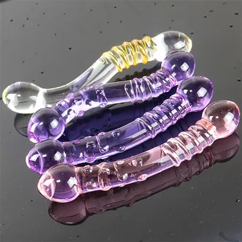 4 Styles Pyrex Glass Butt Plug Crystal Bead Male Penis Anal Dildo With Double-headed Beads For Women Men Lesbian Gay Masturbate Distributor 4 Styles Pyrex Glass Butt Plug Crystal Bead Male Penis Anal Dildo With Double headed Beads