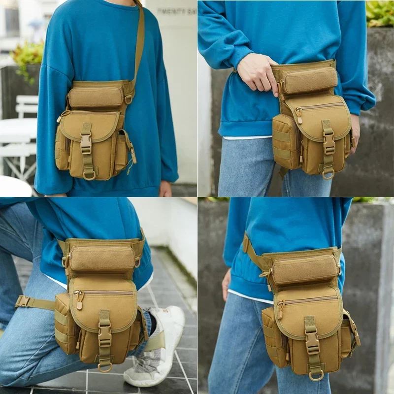 Nylon Drop Leg Bag Hiking Waist Pack for Men & Women - Tactical Motorcycle/Bike Cycling Riding Travel Outdoor Sports Fanny Pouch