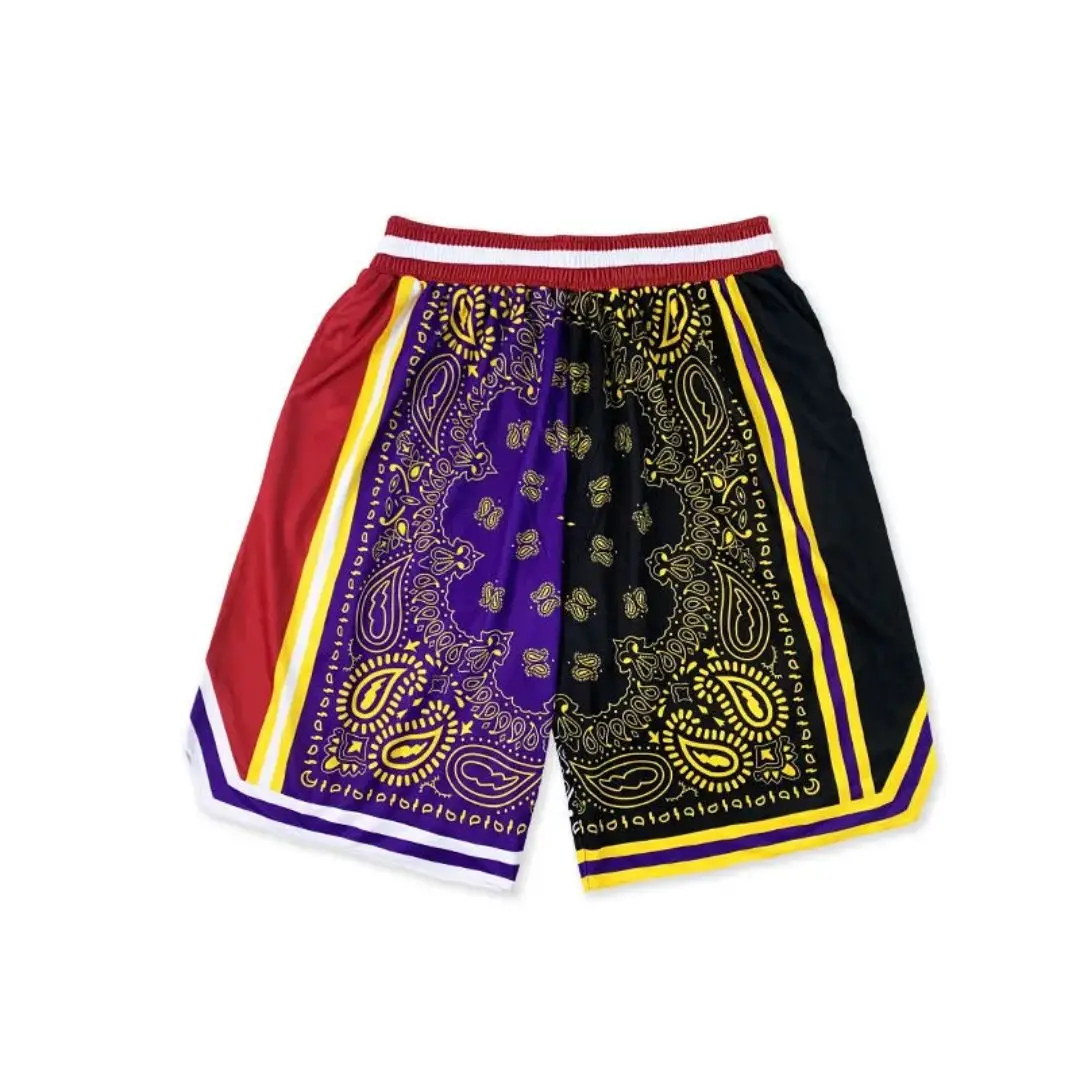 New Summer NBA star style cashew flower Mesh Short Classic Floral Printed Gym Shorts Men's Gym Basketball Sports Beach Shorts 3