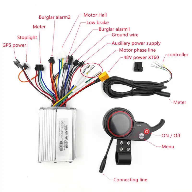 48V 20A Electric Scooter TF-100 Instrument Panel Controller Kit 6-Pin Display and Controller for M4 Electric Scooter
