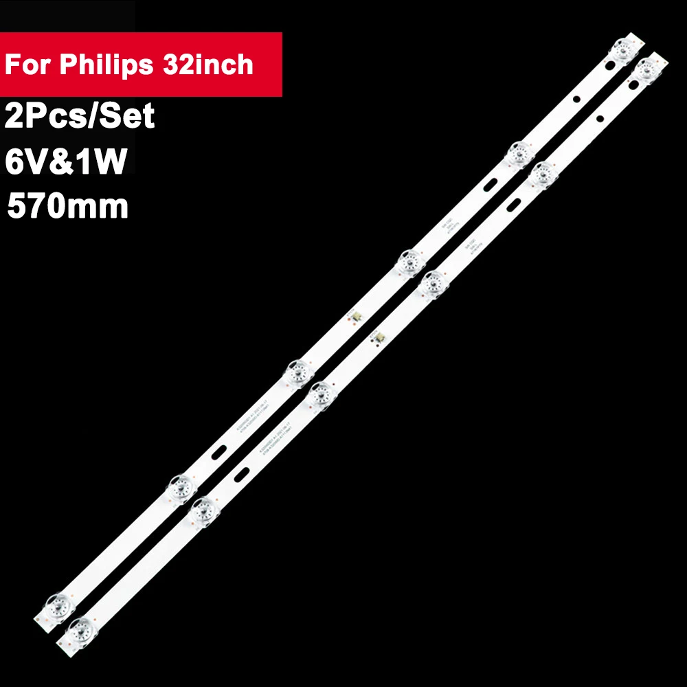 

2 pcs/set 570 mm tv led backlight strip for philips 32inch 6led square lens 4708-K320WD-A3113N11 32M3080/60 32PHF5664/T3 32HS522