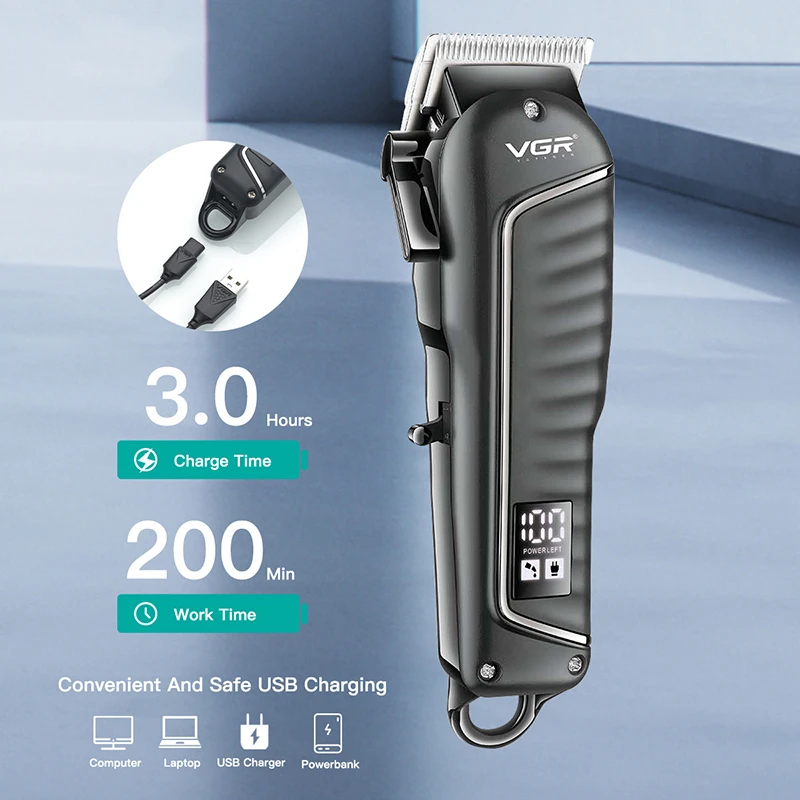LED Display T Hair Trimmer USB Charge Adjustable IPX7 for Men Beard Steel Electric Facial Cutting Machine Barber Professional_voghion.com