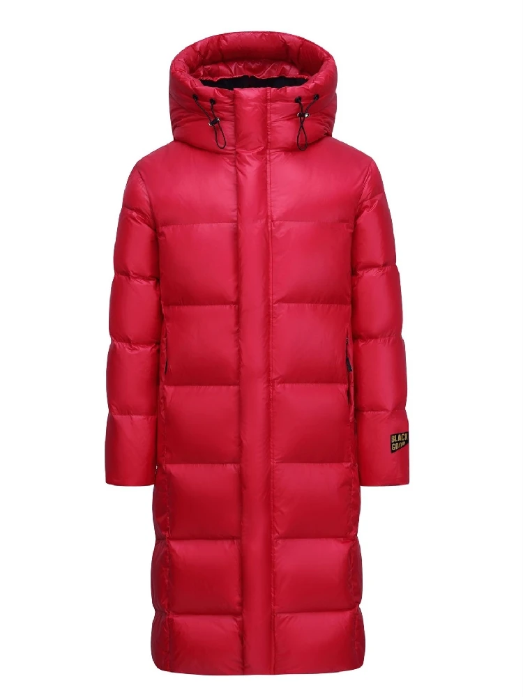 Men's Women Thick Winter Warm X-long Jackets 90% White Goose Down Couple Hooded Coat