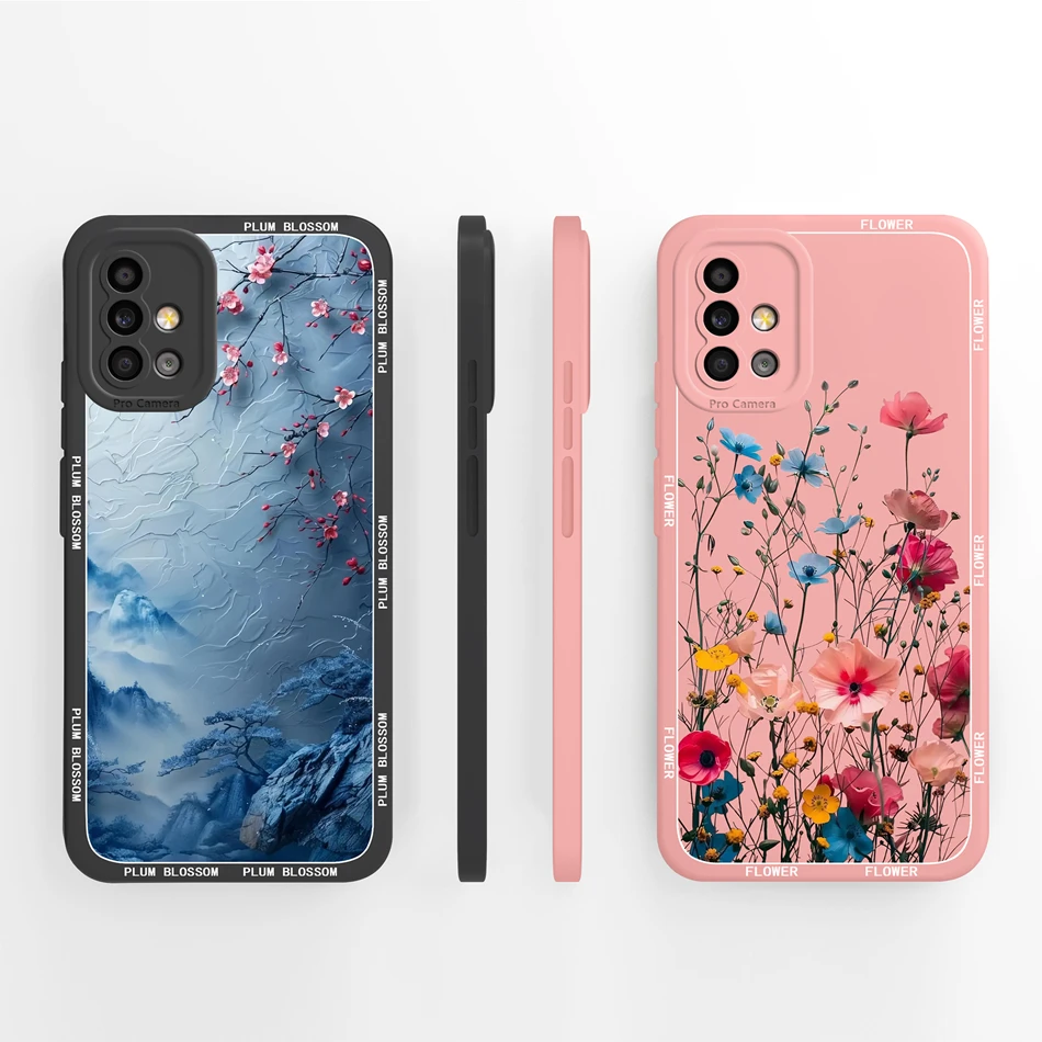 Vintage Flowers Shockproof Silicone Phone Case - Soft Liquid Back Cover