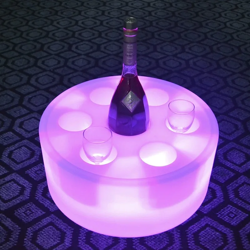 LED Rechargeable 7 Cups Lighted Serving Tray Glowing Liquor Bottle Display Tray Colorful Changing Cocktai Party Service