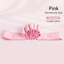 Children's Dance Stretch Band - Elastic Ballet Practice for Stretching & Resistance Training (10 loops Pink Asana)
