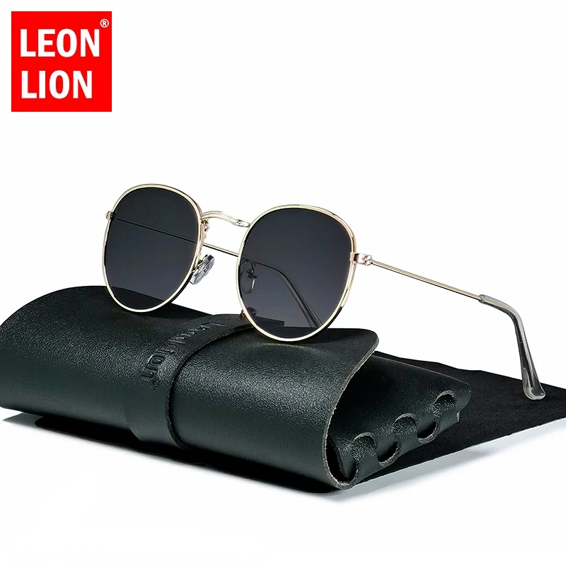 Óculos de sol redondos retrô para homem e mulher proteção uv_voghion.com