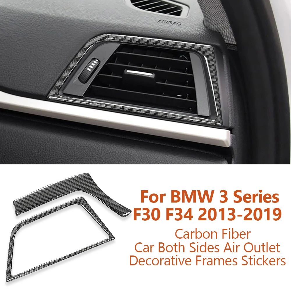 

For BMW 3 Series F30 F34 2013-2019 Carbon Fiber Car Both Sides Air Outlet Decorative Frames Stickers Interior Auto Accessories
